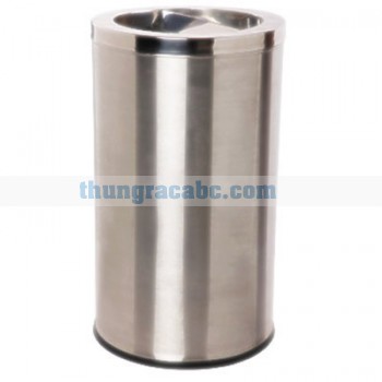 Thùng rác inox 304 tròn công cộng có gạt tàn thuốc