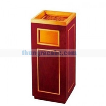 Thùng rác gỗ có gạt tàn thuốc lá cao cấp