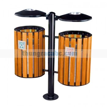 Thùng rác gỗ treo đôi có gạt tàn
