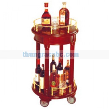 Kệ bầy rượu tròn 2 tầng bằng gỗ 