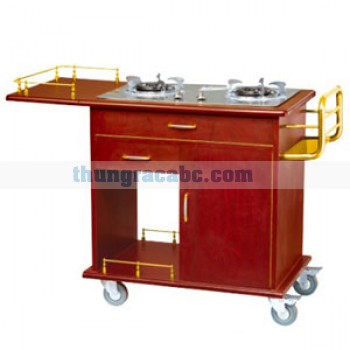 Bàn chế biến thức ăn có bếp ga di động 