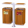 Thùng rác đôi 2 ngăn bằng gỗ trong công viên